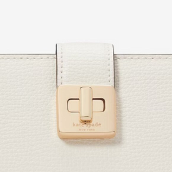 Kate Spade Phoebe Turnlock Medium Leather Wallet Meringue KF534 - Picture 6 of 7